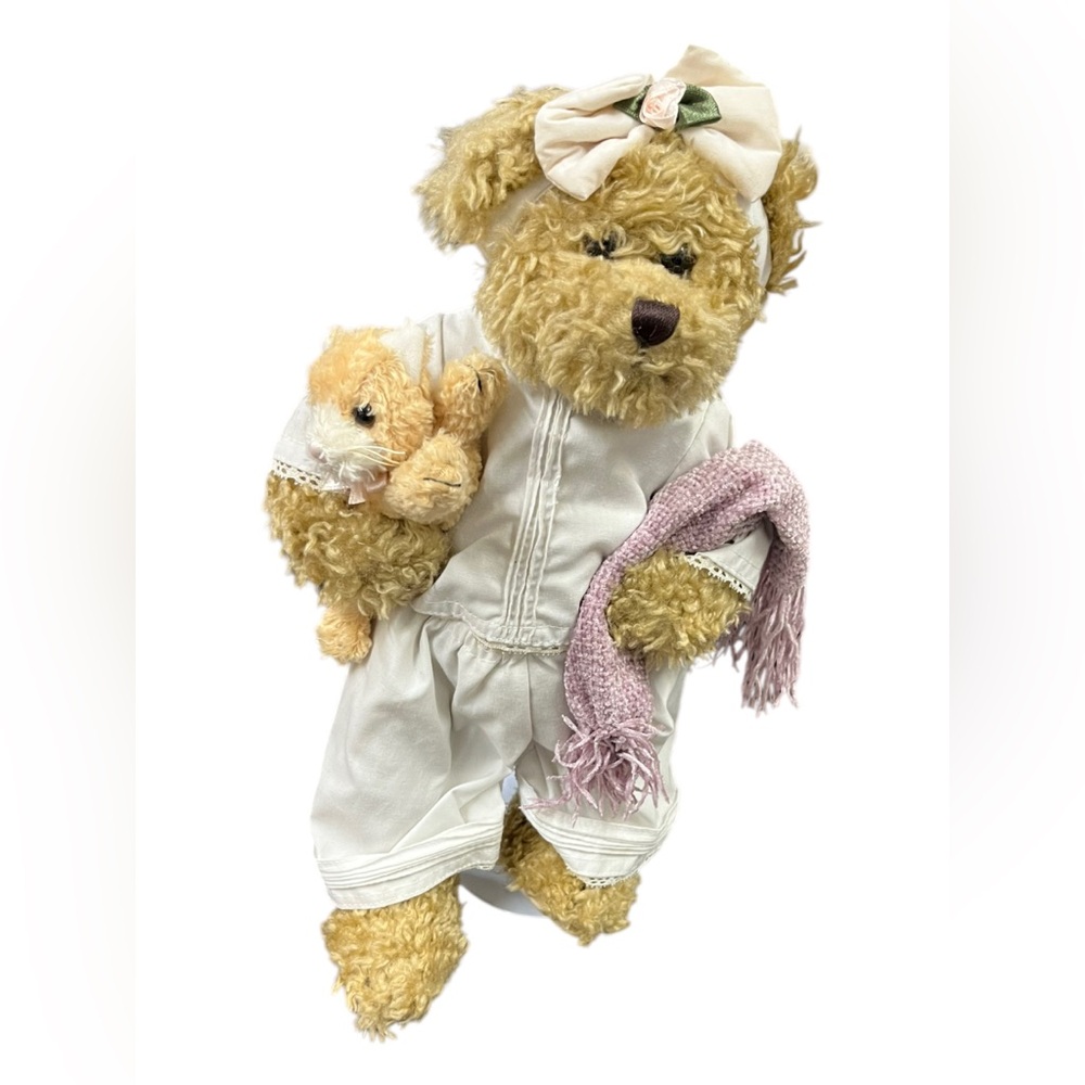 Bearington Bear CAT NAPPER  #1417 Holding Kitten 12" With Stand